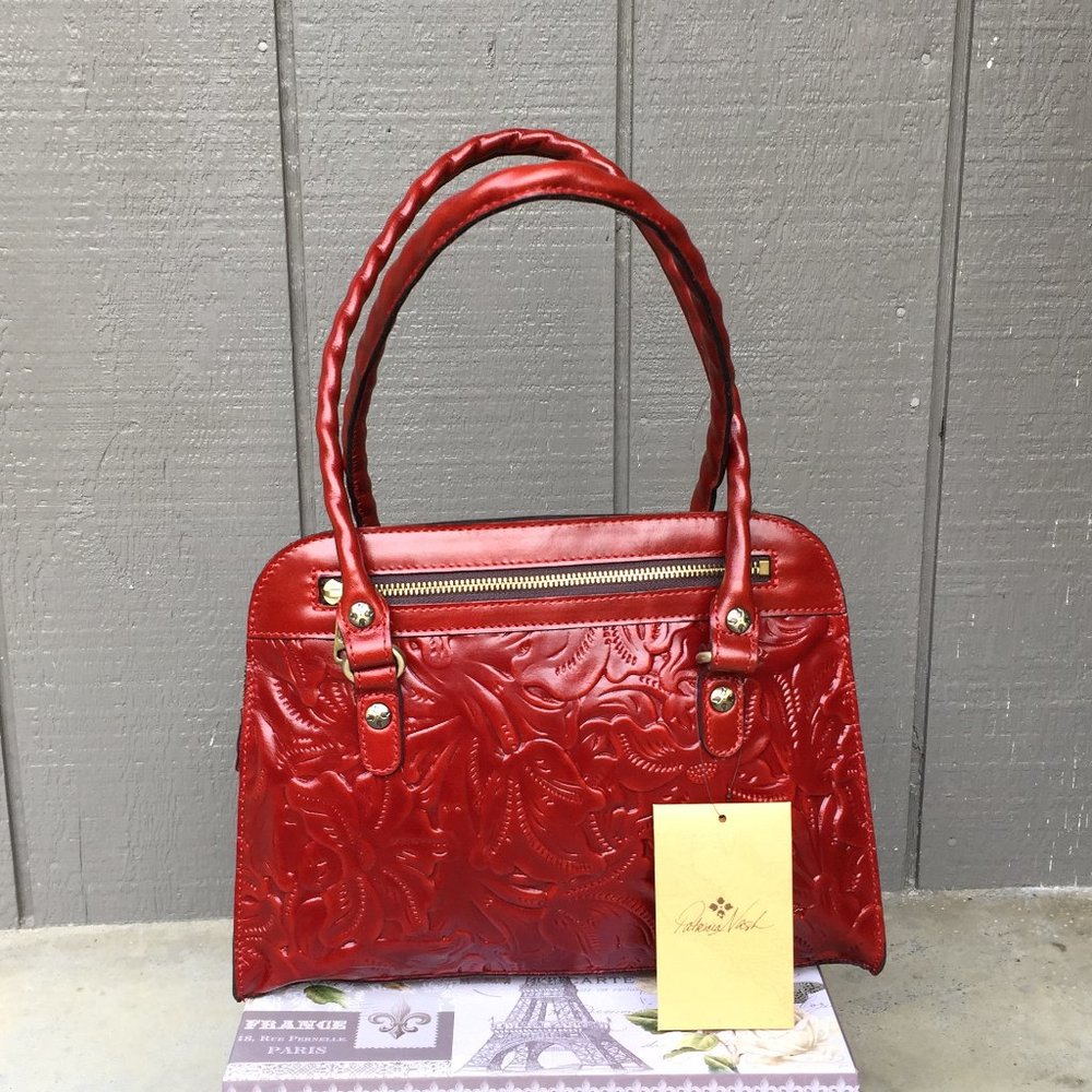 NWT Patricia Nash Calvi Square Satchel tooled leather purse crossbody tote NEW